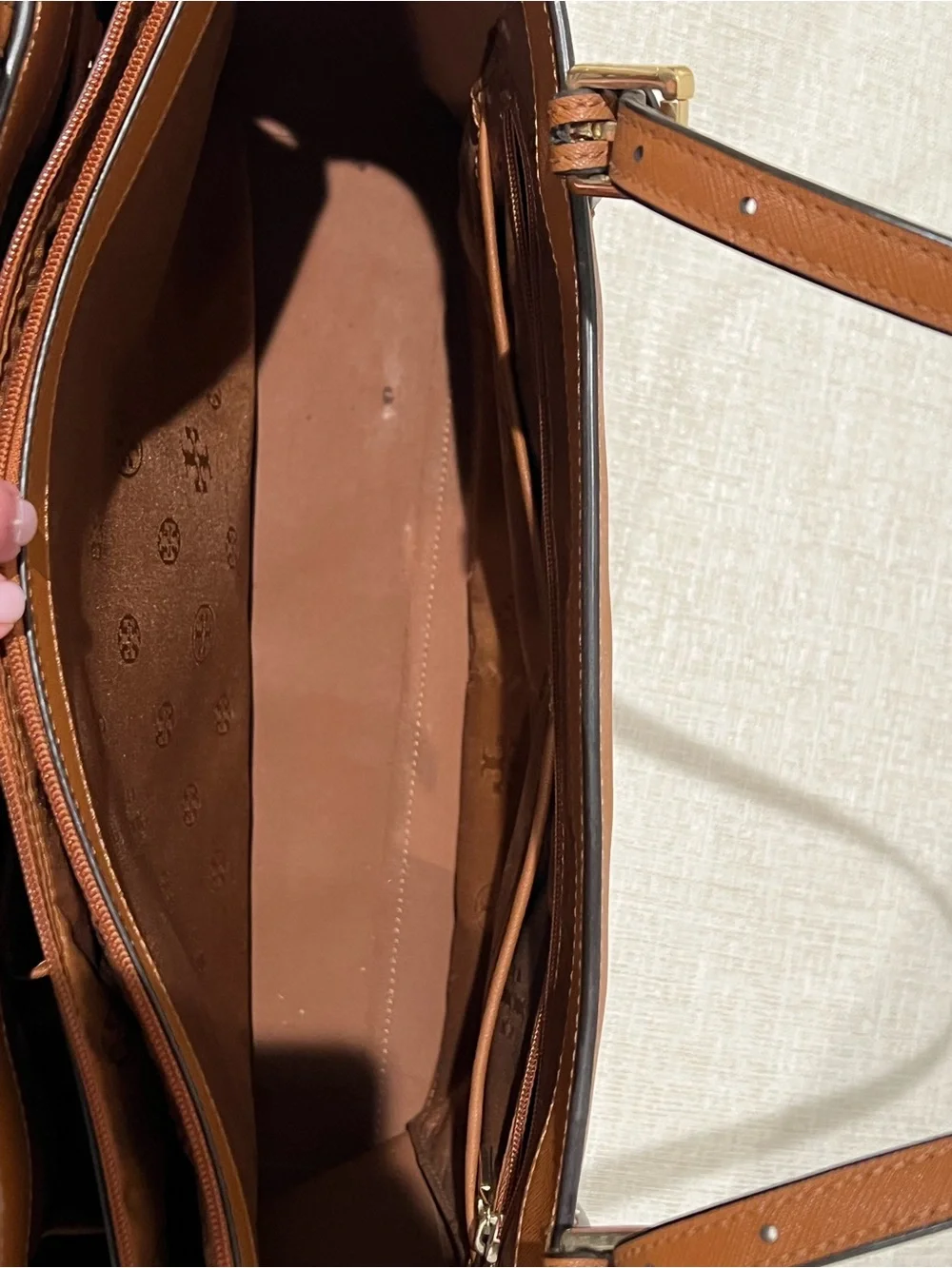 Tory Burch Cognac Leather Double-Handle Tote